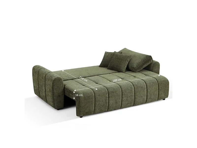 Canapé droit convertible tissu texturé 3 places vert CABOURG