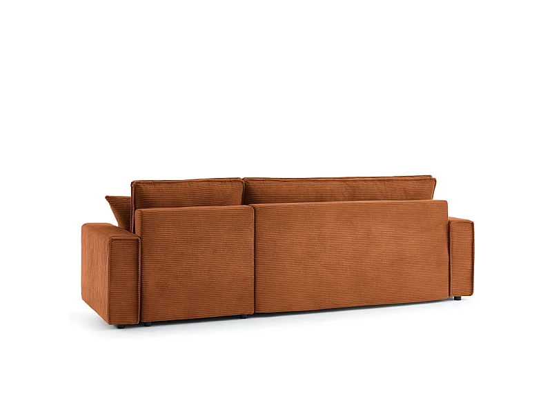 Canapé d'angle convertible réversible velours côtelé 4 places terracotta IOLITE