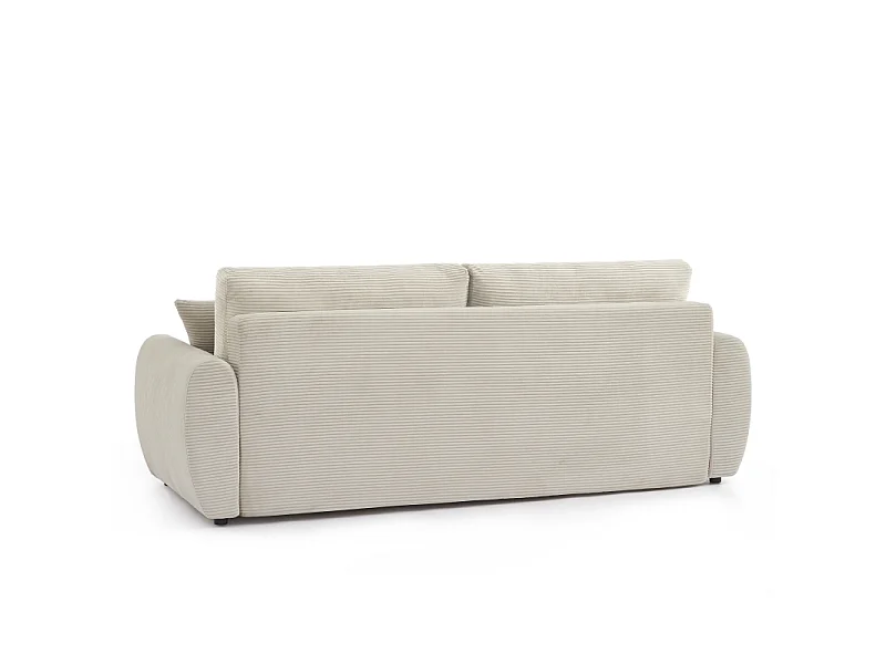 Canapé droit convertible velours côtelé 3 places beige KALYS
