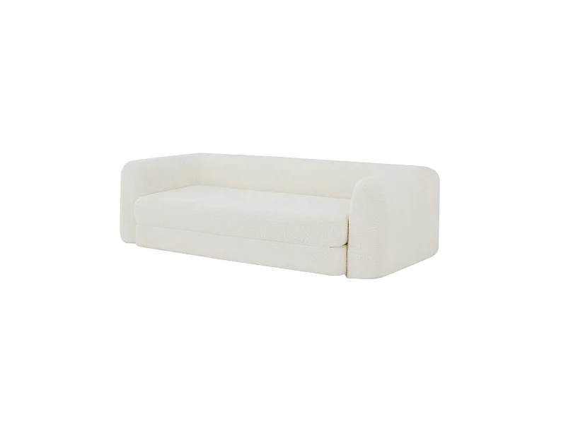 Canapé droit compressé convertible tissu bouclette 3 places beige ETRETAT