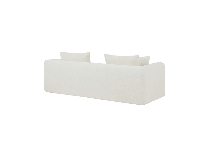 Canapé droit compressé convertible tissu bouclette 3 places beige ETRETAT