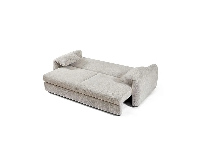 Canapé droit convertible tissu chenille tramé 3 places beige ANNECY