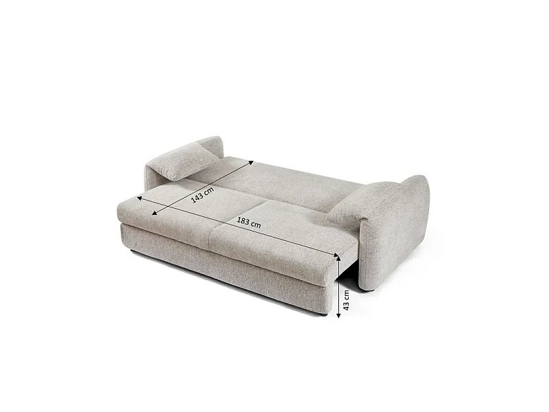 Canapé droit convertible tissu chenille tramé 3 places beige ANNECY