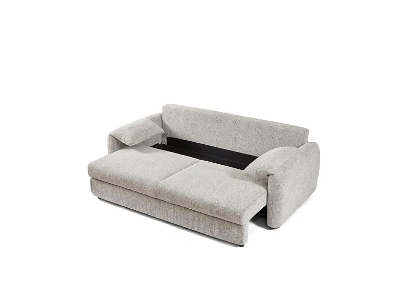 Canapé droit convertible tissu chenille tramé 3 places beige ANNECY