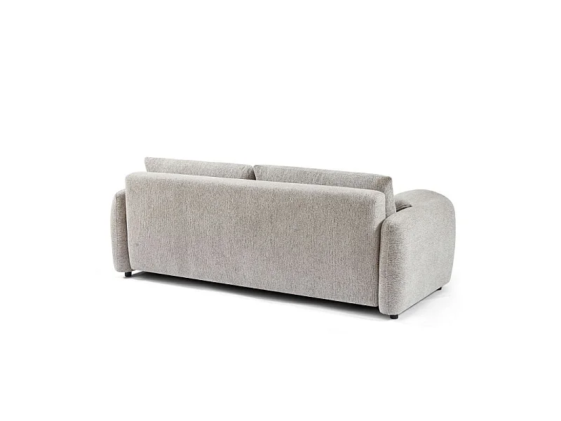 Canapé droit convertible tissu chenille tramé 3 places beige ANNECY