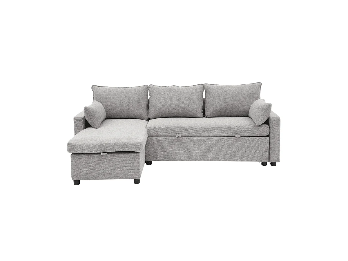 3-osobowa rozkładana sofa w tkaninie z szezlongiem, szerokość 219 cm - LOUISON