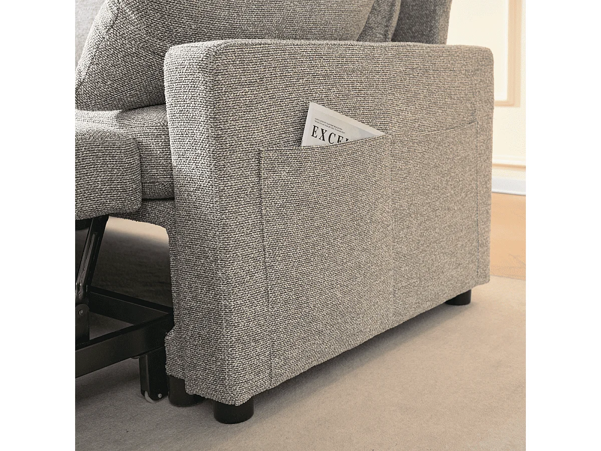 3-osobowa rozkładana sofa w tkaninie z szezlongiem, szerokość 219 cm - LOUISON