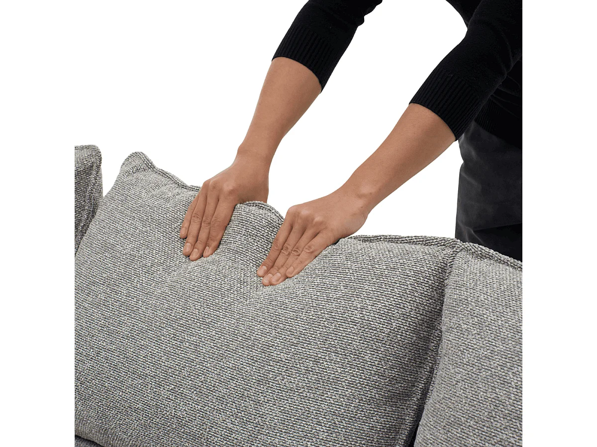 3-osobowa rozkładana sofa w tkaninie z szezlongiem, szerokość 219 cm - LOUISON