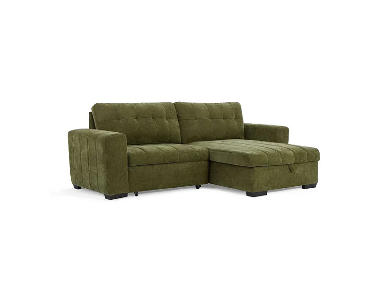 Canapé d'angle convertible réversible tissu 4 places vert AZURE