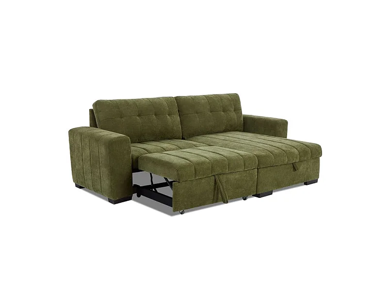 Canapé d'angle convertible réversible tissu 4 places vert AZURE