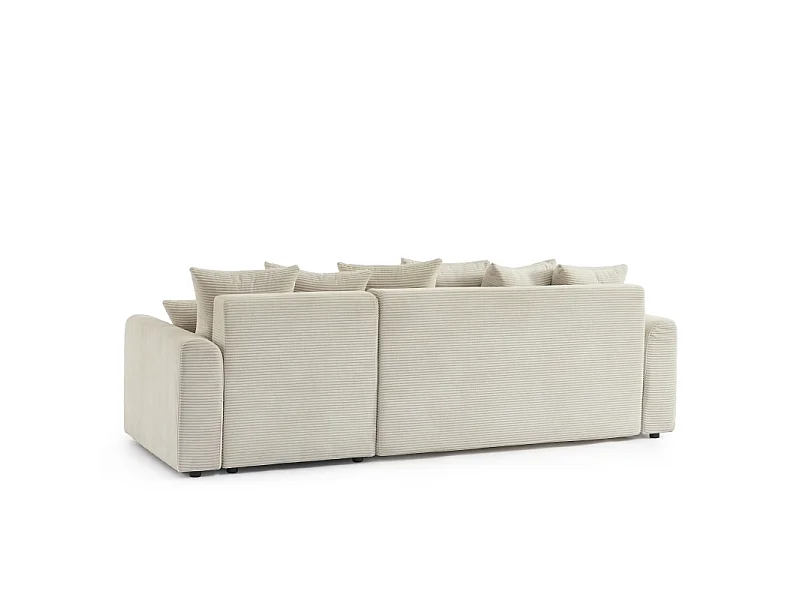 Canapé d'angle convertible réversible velours côtelé 4 places beige ELVYN