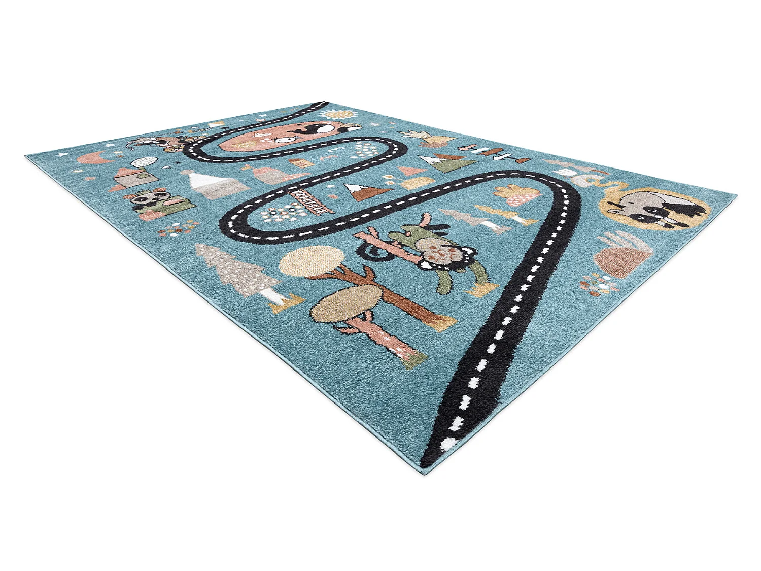 Tapis FUN Route pour enfants, rue, animaux bleu 140x190 cm