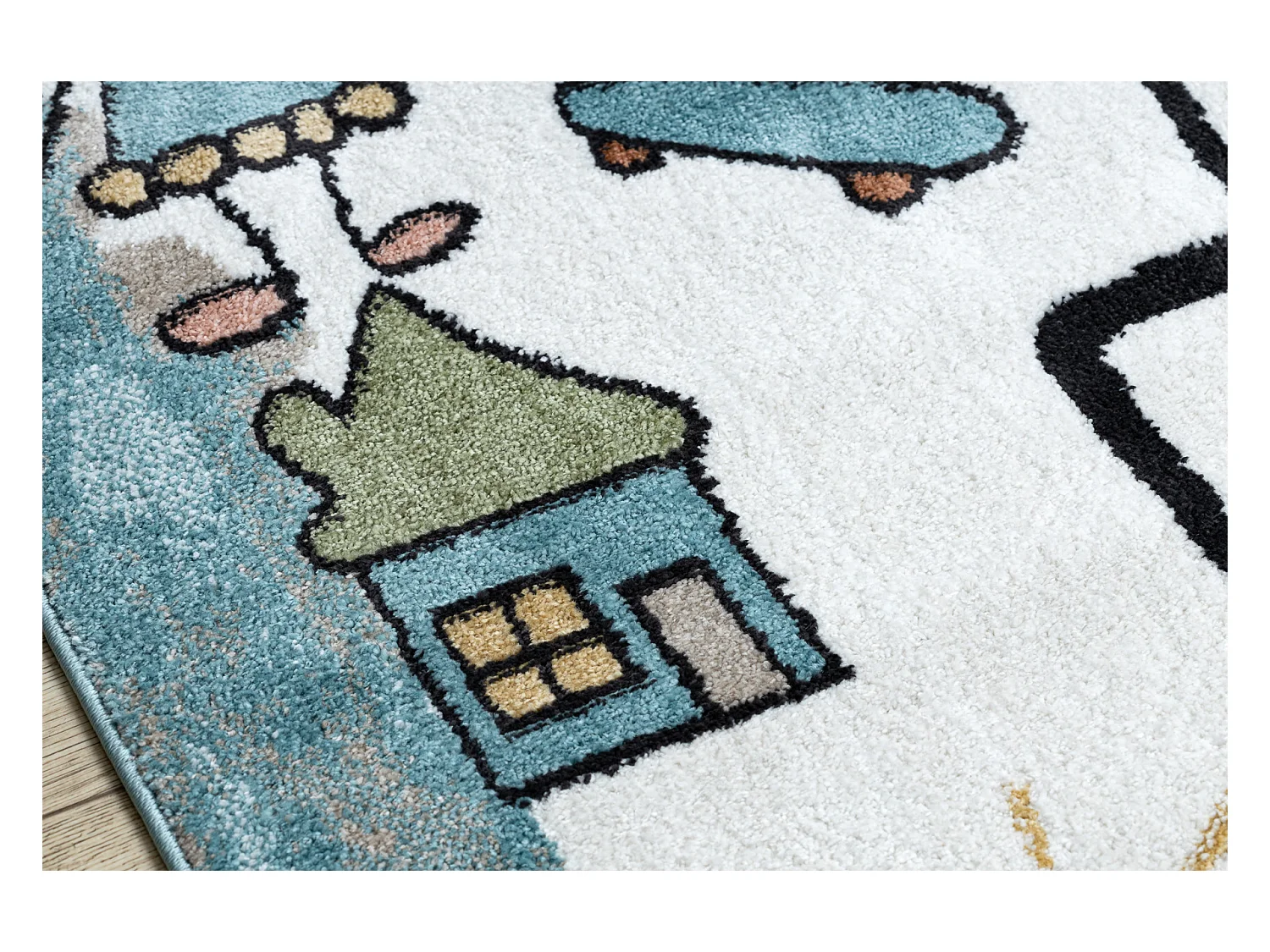 Tapis FUN Hop pour enfants, la marelle, animaux bleu 280x370 cm
