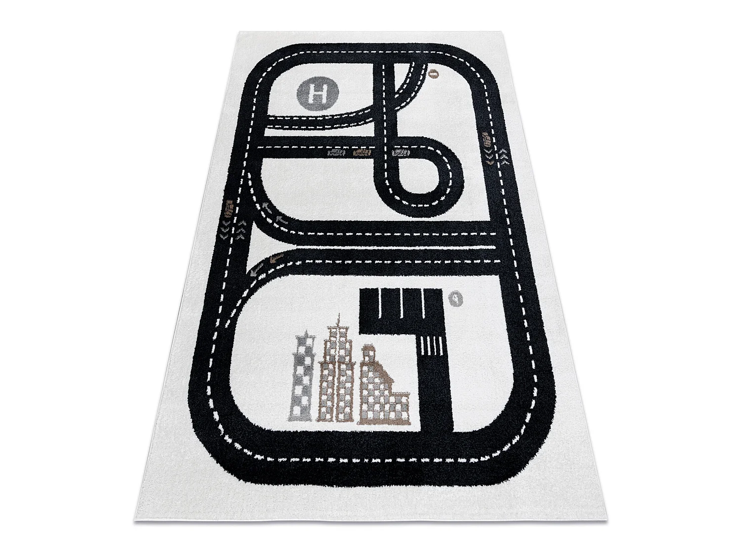 Tapis FUN Track pour enfants, rue, ville crème 280x370 cm