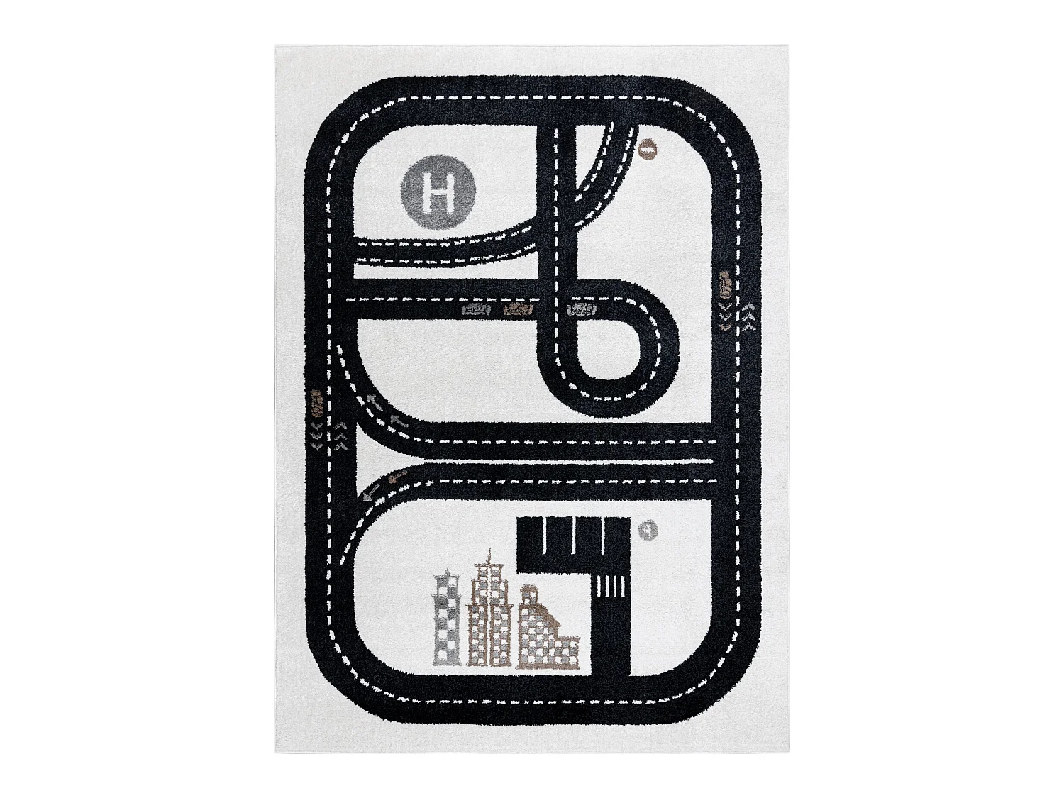 Tapis FUN Track pour enfants, rue, ville crème 280x370 cm