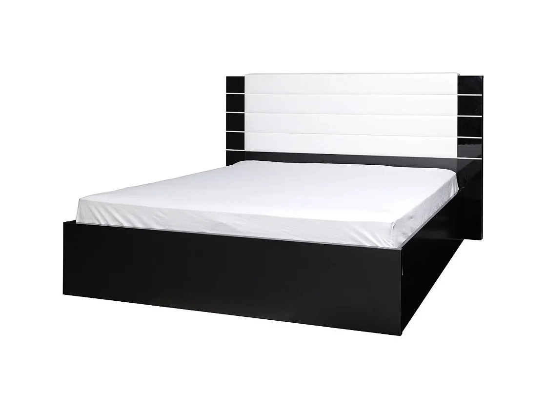 Ensemble de chambre à coucher LINA noir avec lit, commode et chevets