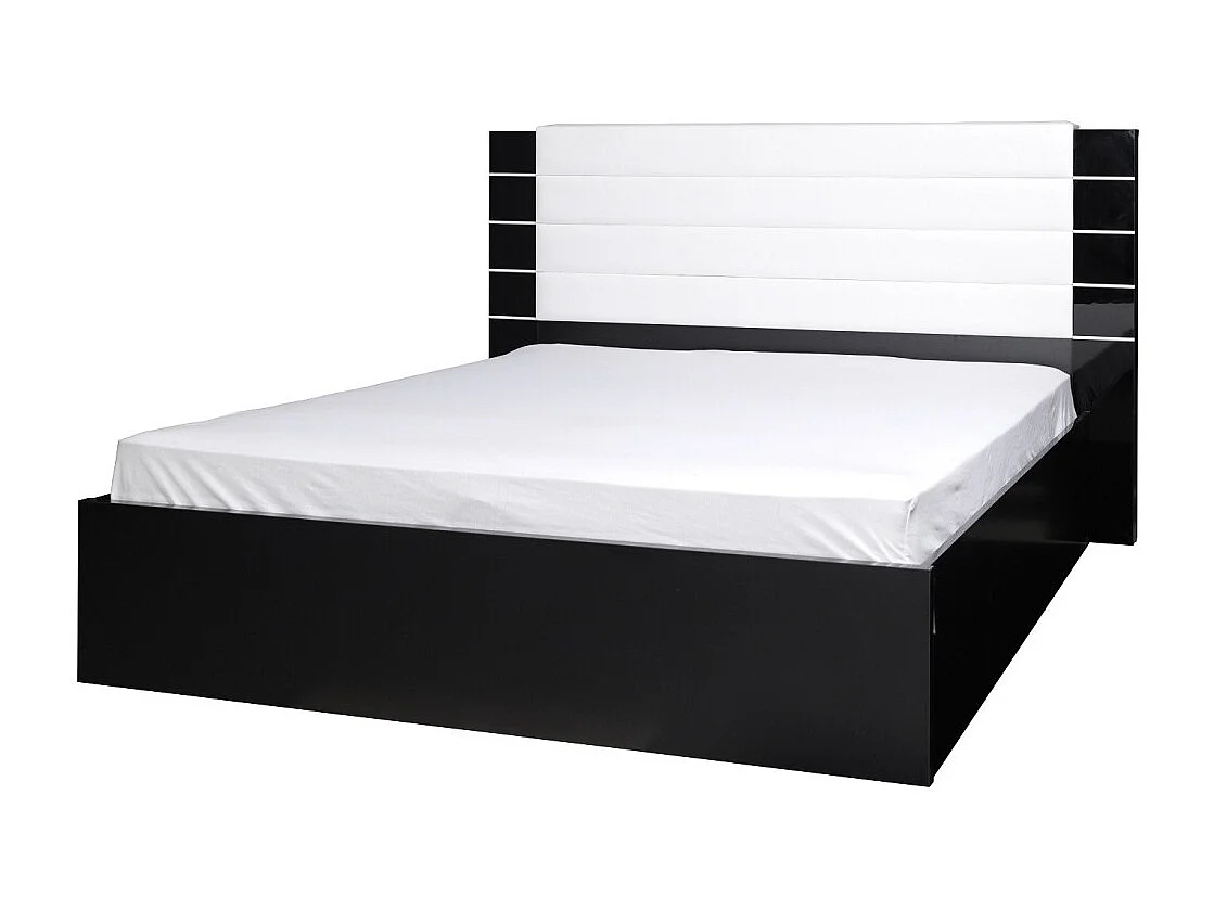 Ensemble de chambre à coucher LINA noir avec lit, commode et chevets