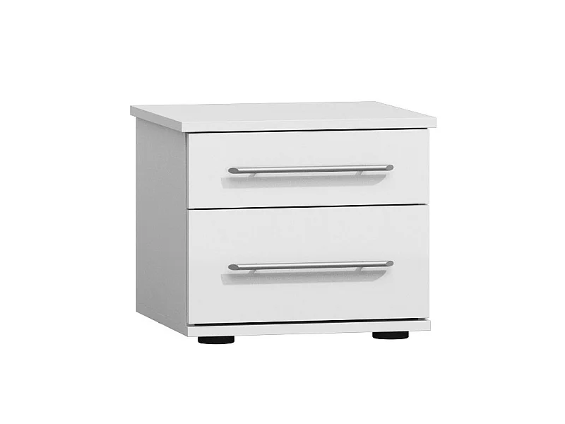 Ensemble VERONA blanc : lit design en simili cuir 180 x 200 cm avec 2 chevets, 1 armoire, 1 commode,  1 matelas MEMORY