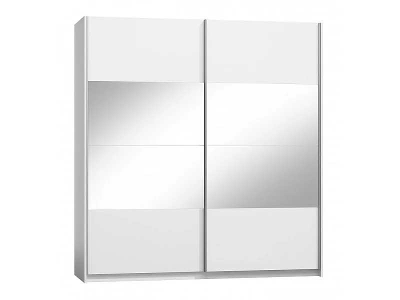 Ensemble VERONA blanc : lit design en simili cuir 180 x 200 cm avec 2 chevets, 1 armoire, 1 commode,  1 matelas MEMORY