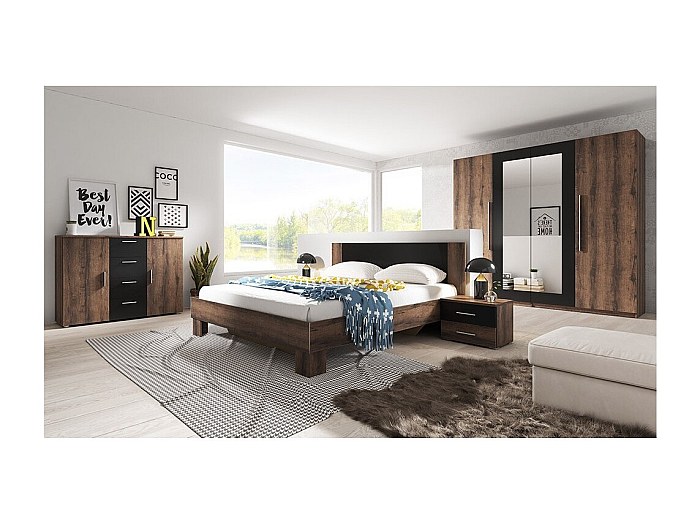 Chambre pour adulte avec lit chevet et armoire design