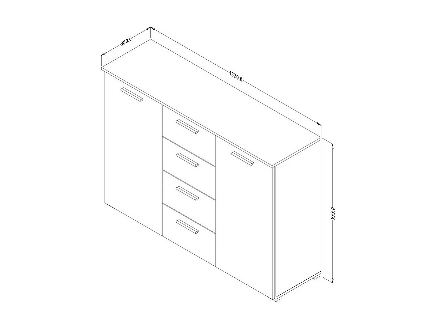 Komplettes Schlafzimmer-Set der Kollektion EOS: Schrank 180 cm, Bett 180x200, Kommode, Nachttische. Farbe Mattweiß.
