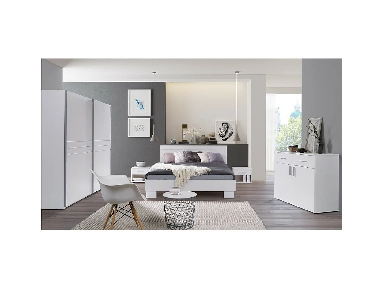 Schlafzimmer-Set COMO. Bett 160X200 cm mit Lattenrost + Nachttische.