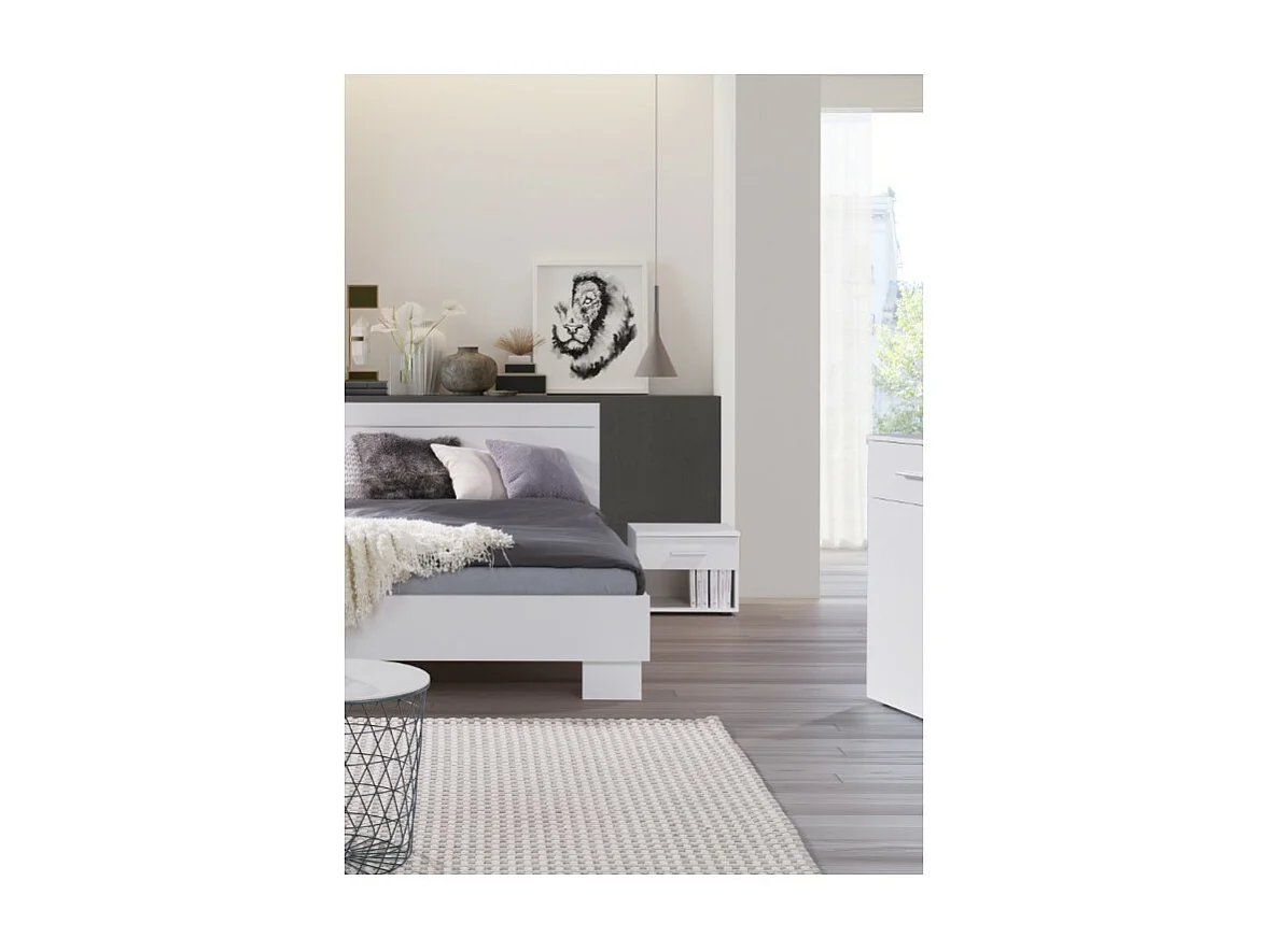 Ensemble design pour chambre à coucher COMO. Lit 160X200 cm avec sommier + tables de chevet.