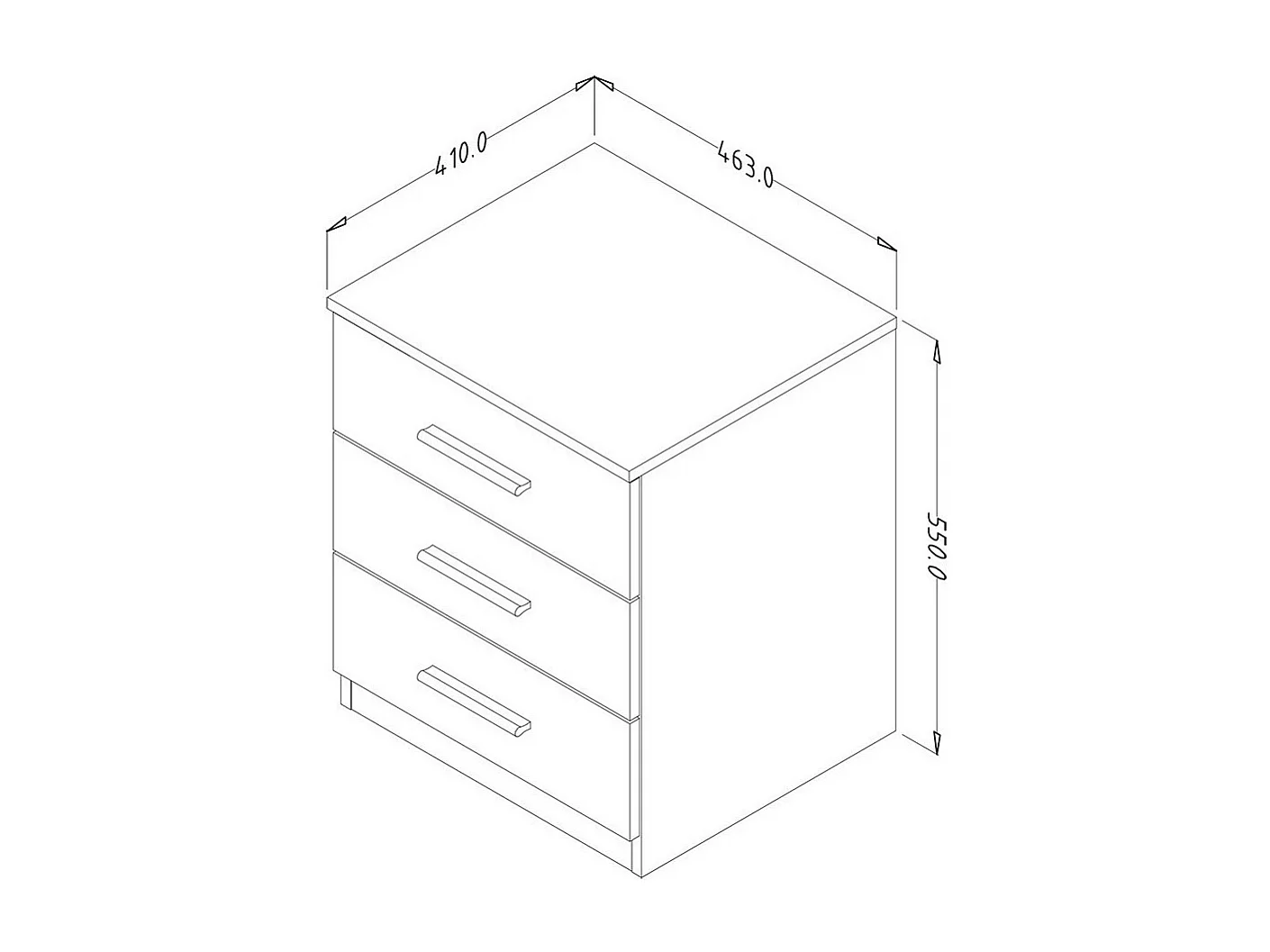 Schlafzimmer EOS: Schrank, Bett 180x200, Kommode, Nachttische. Farbe helles Eichenholz und Weiß.
