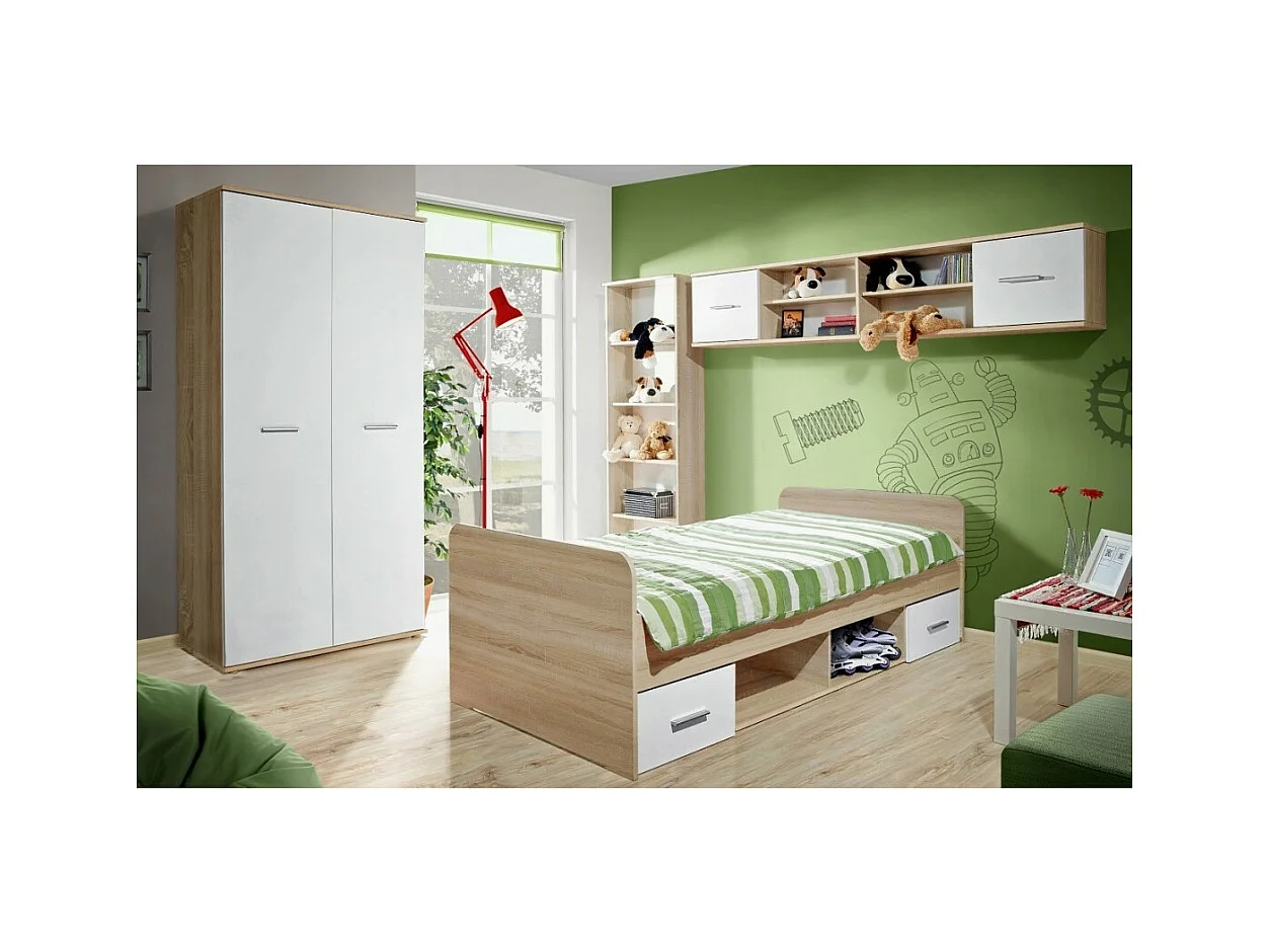 Komplettes Kinderzimmer, Jugendzimmer - DENVER - Schrank, Bett, Bücherregal und Regal