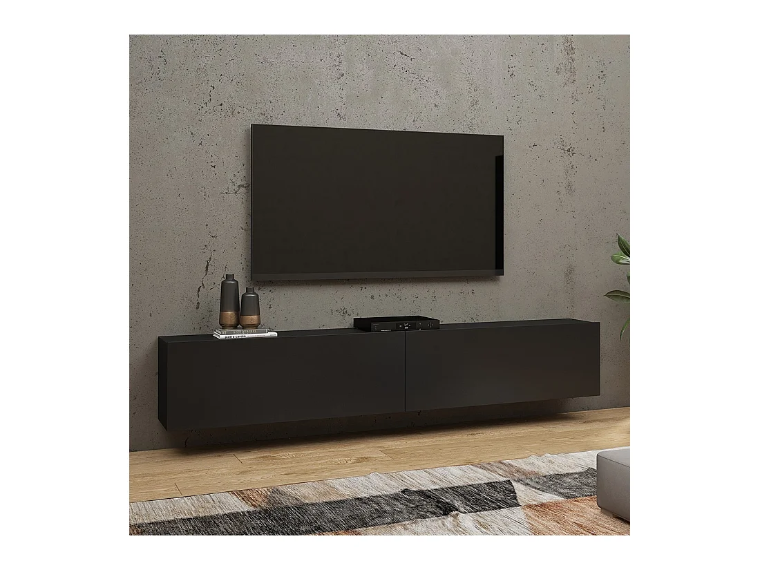 Móvel para TV 180cm coleção EVA. Cor preto e carvalho.