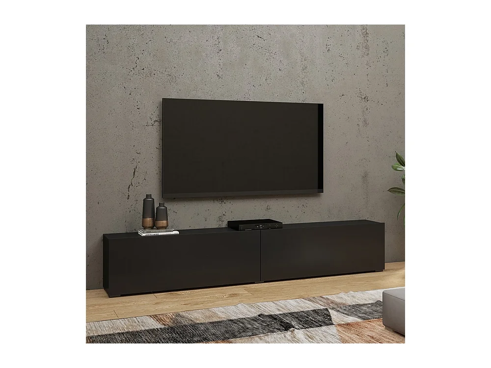Meuble TV 180cm collection EVA. Couleur noir et chêne.