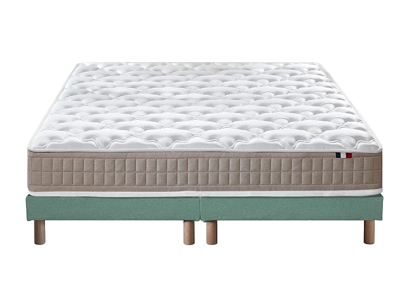Ensemble matelas 100% latex 3 zones PURE avec sommier - confort français Dimensions - 2x80 x 200 cm, Sommier - Vert celadon