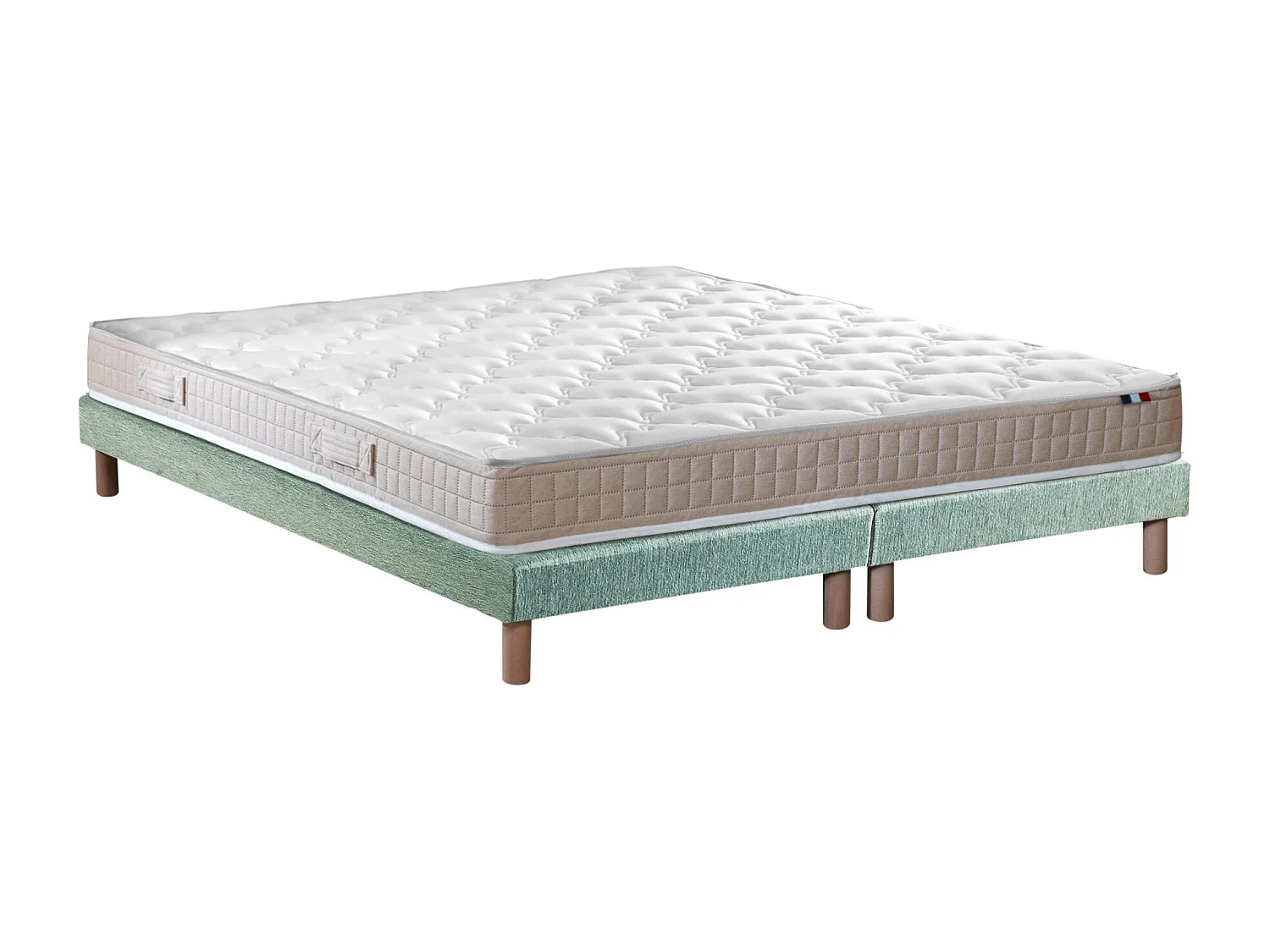 Ensemble matelas 100% latex 3 zones PURE avec sommier - confort français Dimensions - 2x80 x 200 cm, Sommier - Vert celadon
