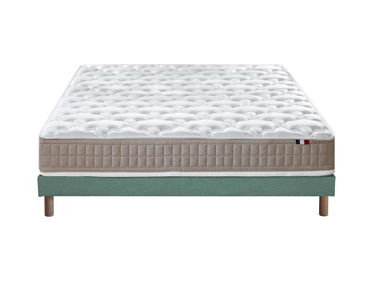 Ensemble matelas 100% latex 3 zones PURE avec sommier - confort français Dimensions - 140 x 190 cm, Sommier - Vert celadon