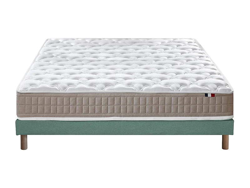 Ensemble matelas 100% latex 3 zones PURE avec sommier - confort français Dimensions - 140 x 190 cm, Sommier - Vert celadon