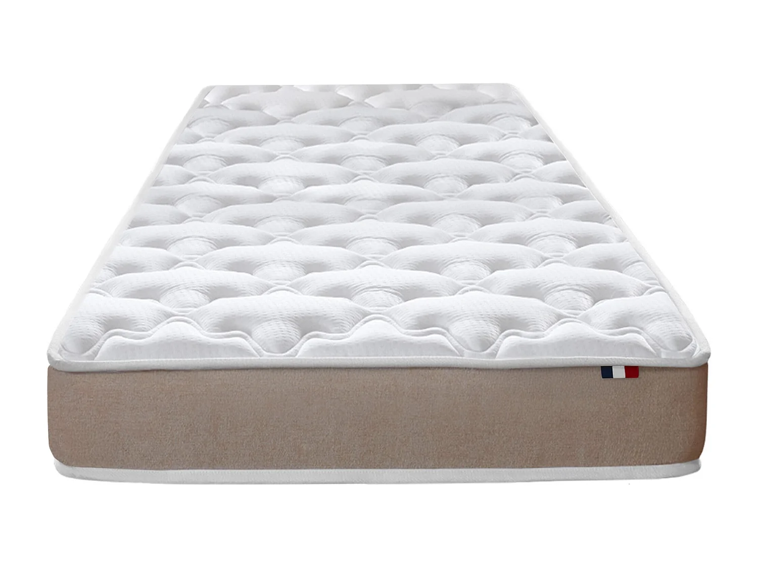 Ensemble Matelas Mousse Haute Résilience ESSENCE + Latex 3 zones +Sommier - Made in France Dimensions - 90 x 190 cm, Sommier - Noir