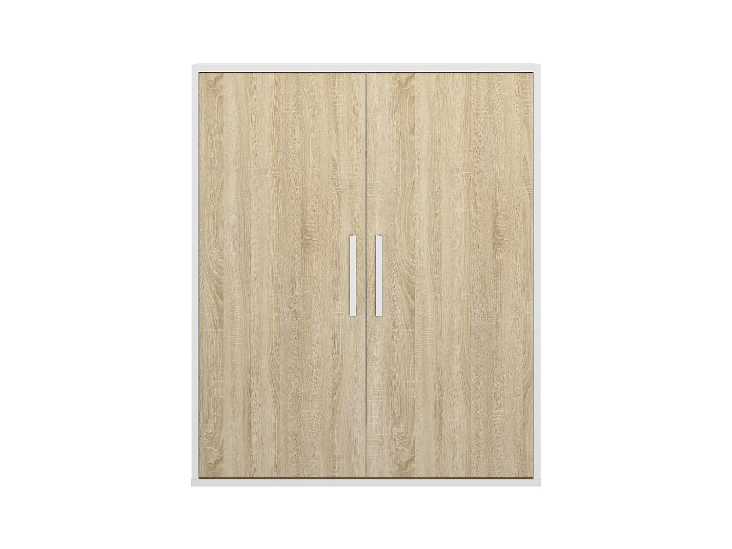 Kast voor onder een hellend dak 2 deuren - Wit en naturel - ADEZIO