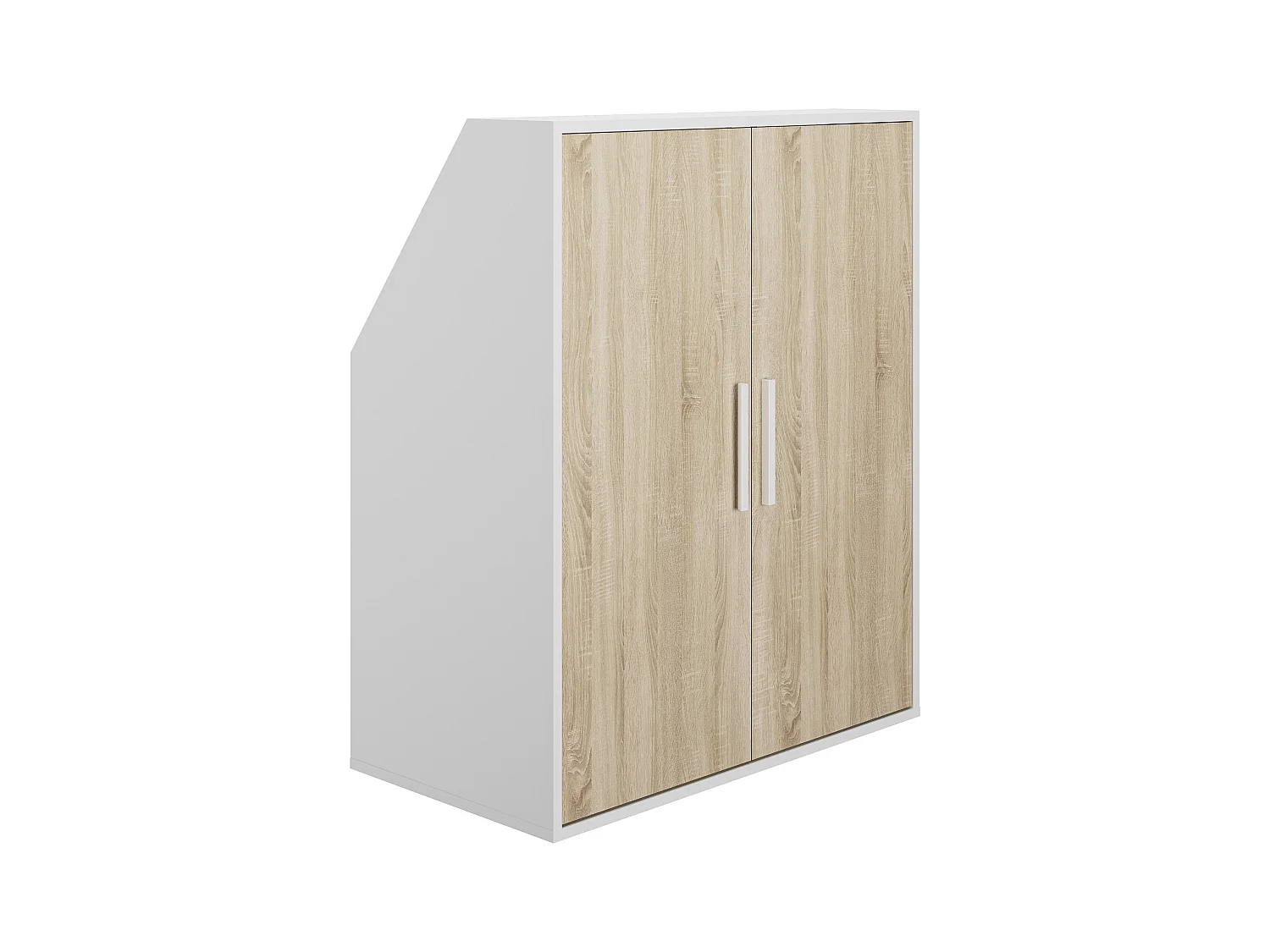 Szafa ze skosem 2-drzwiowa - Kolor biały i naturalny - ADEZIO