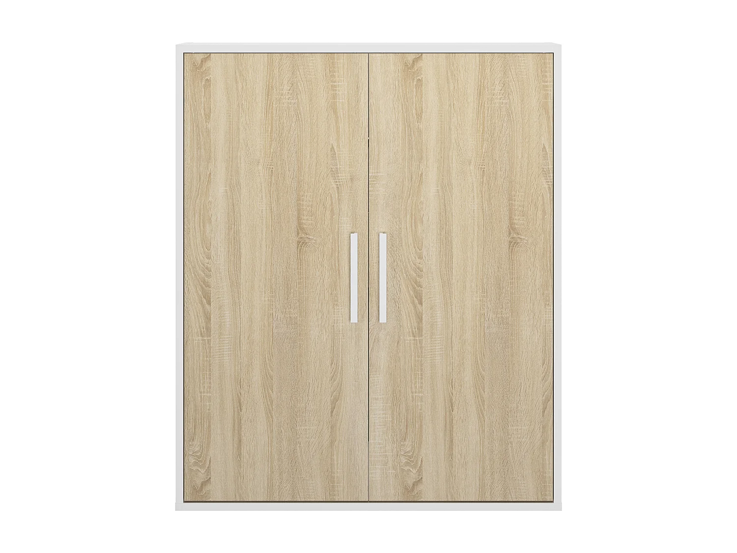 Armoire sous pente 2 portes - Blanc et naturel - ADEZIO