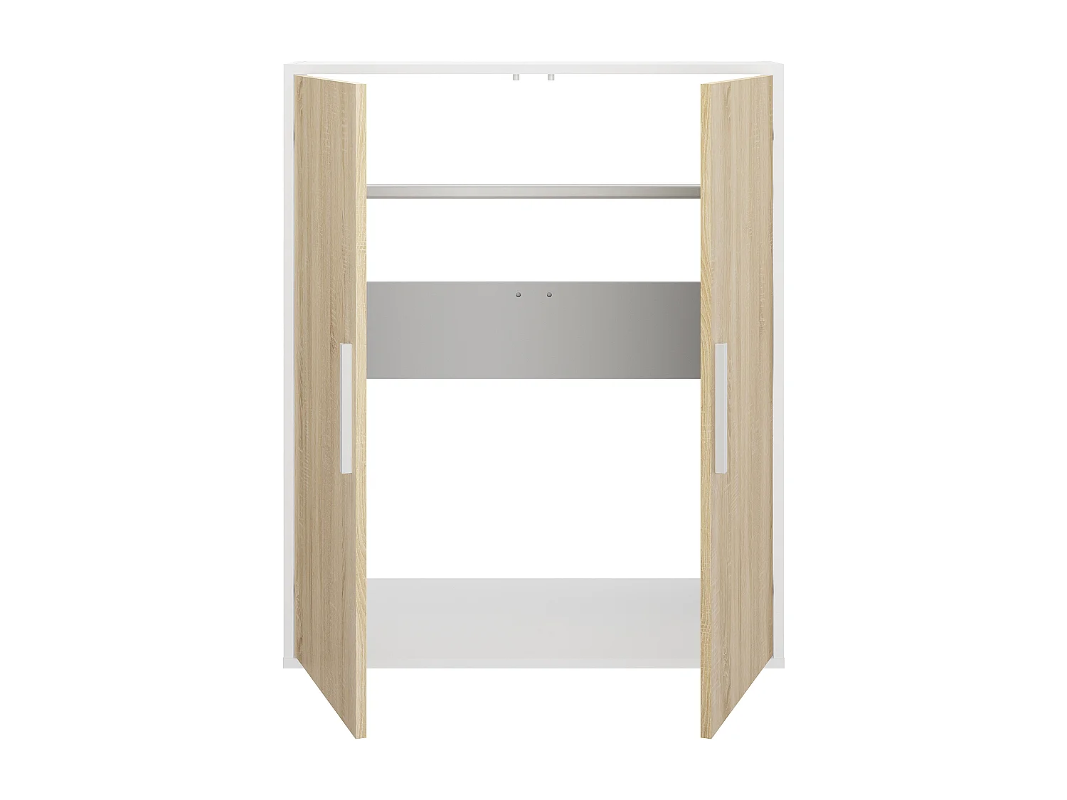 Armoire sous pente 2 portes - Blanc et naturel - ADEZIO