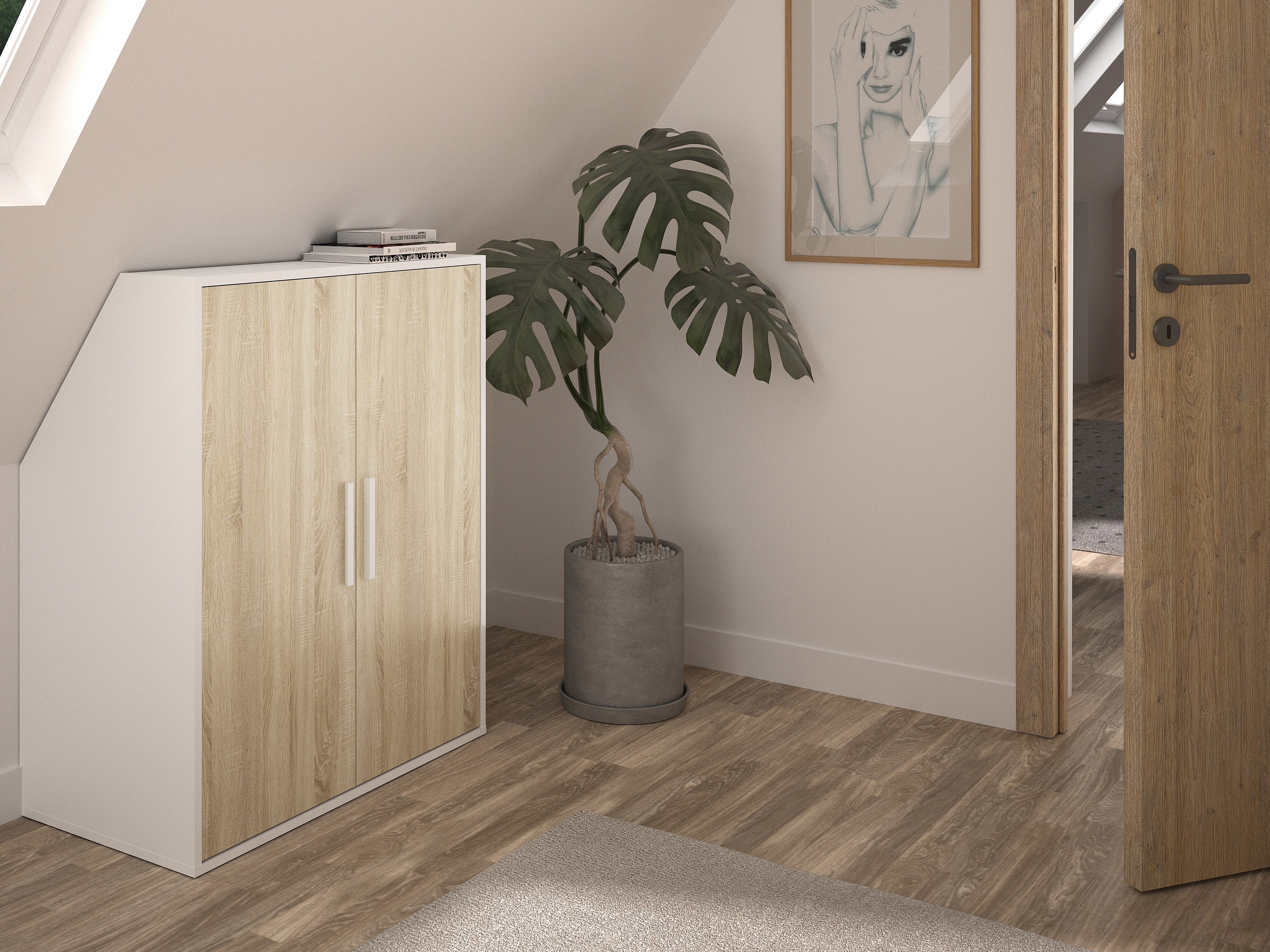 FORTE NET106 70 180 - Armadio Multiuso Per Aspirapolvere, Ripostiglio, A 2 Ante Con Ripiani, Colore: Nero, 68,7 Cm Di Larghezza X 181,1 Cm Di Altezza