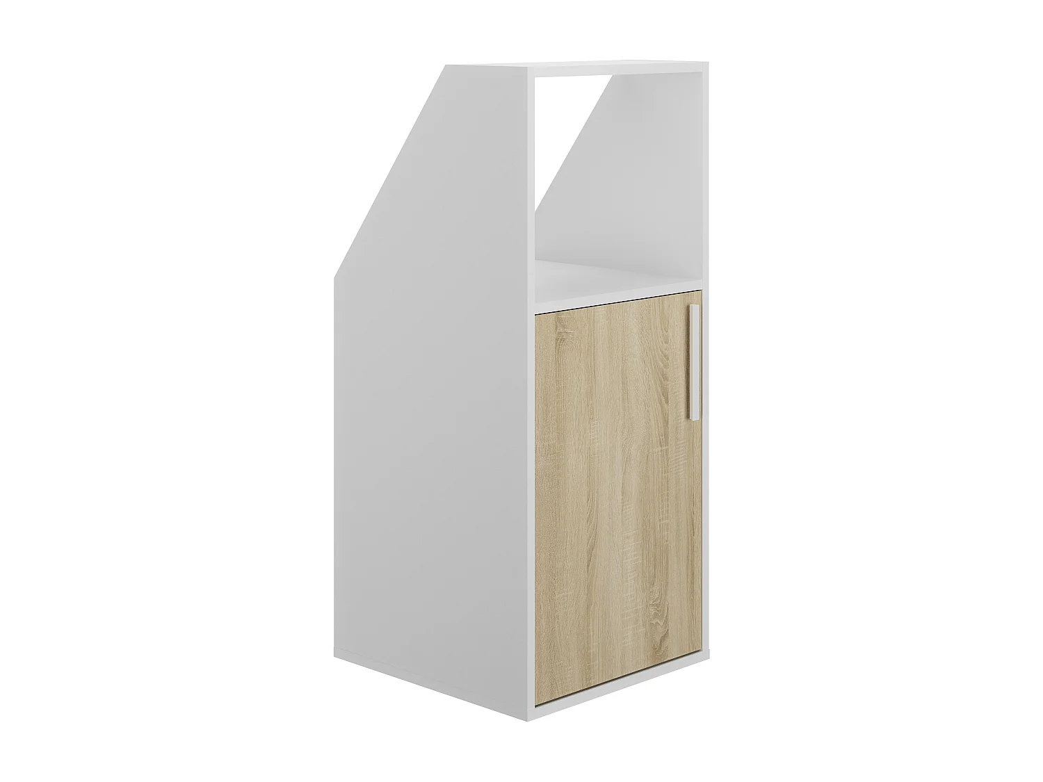 Móvel com inclinação 1 porta e 1 nicho branco e natural - ADEZIO