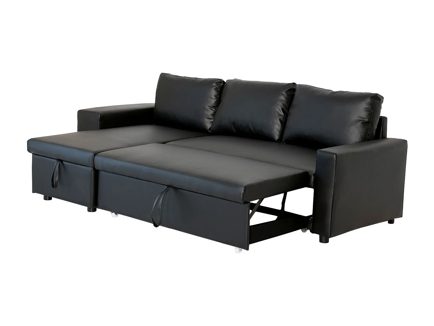 Canapé d'angle convertible TONY 3 places noir - HAPPY GARDEN