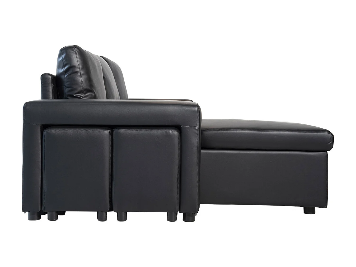 Canapé d'angle convertible TONY 3 places noir - HAPPY GARDEN