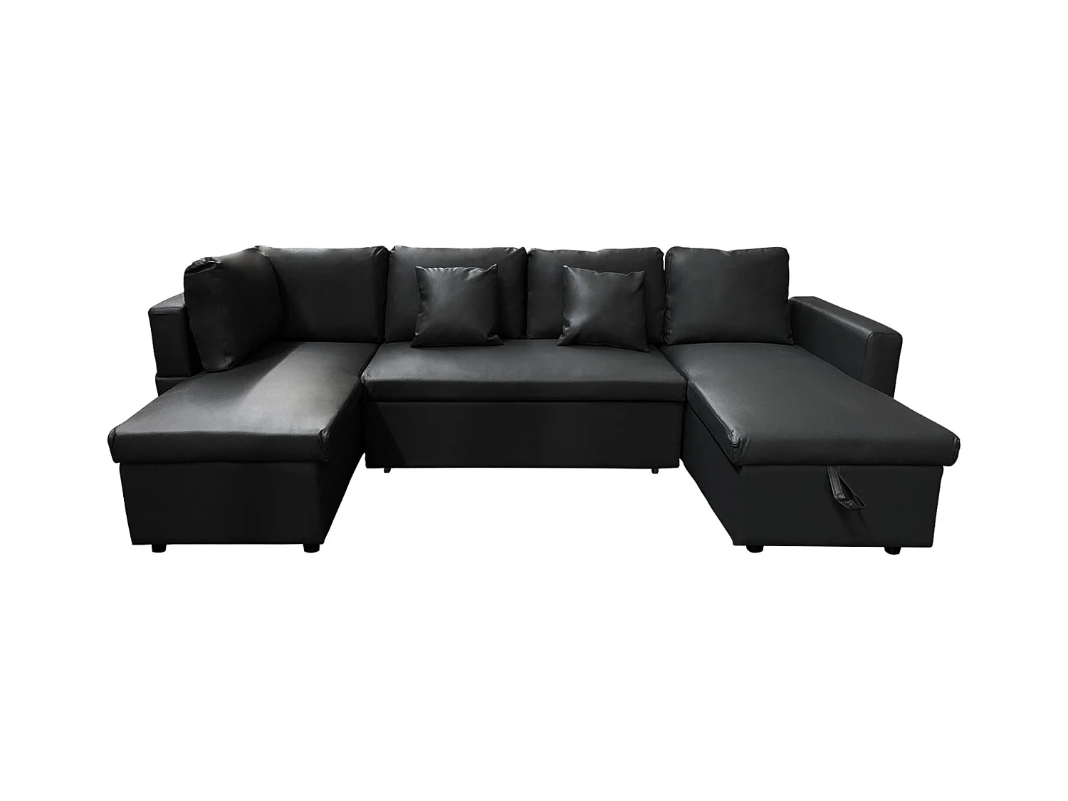 SCOTT Sofá-cama panorâmico de 4 lugares em preto