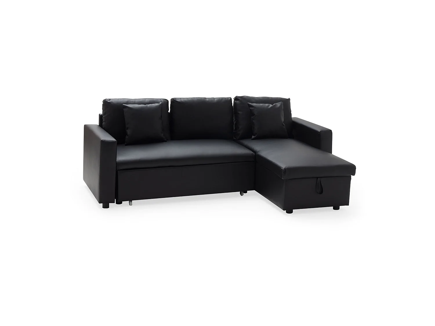 CLARK Divano letto angolare a 3 posti, nero