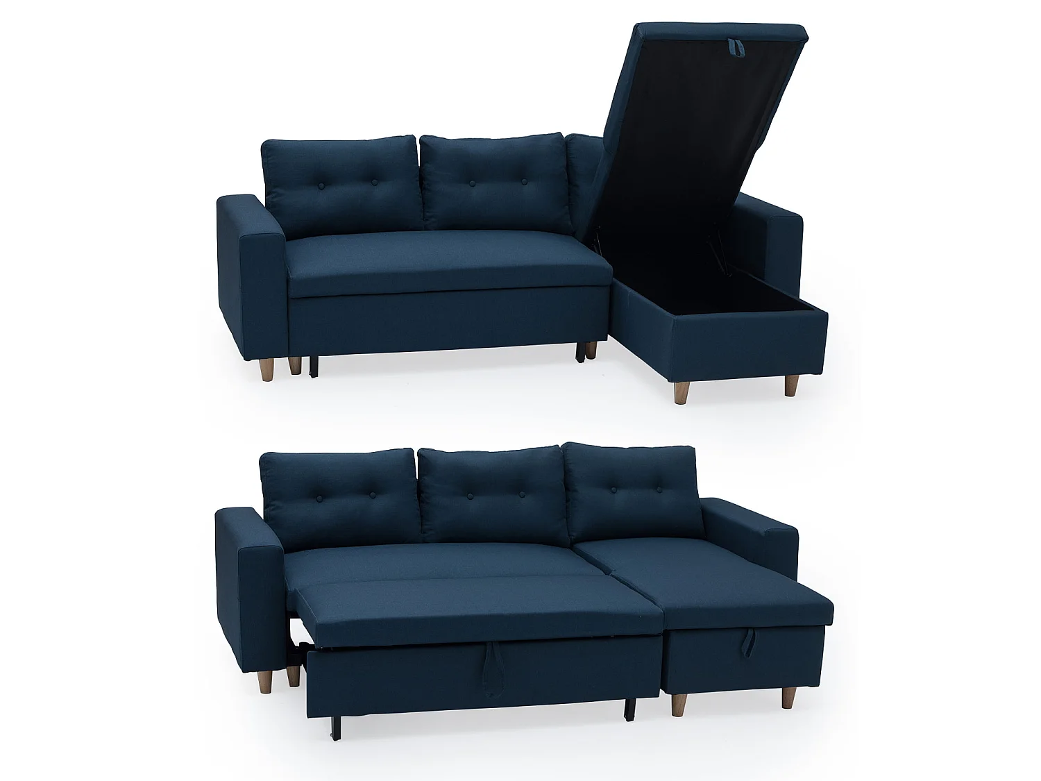 Canapé d'angle convertible WADE 3 places bleu - HAPPY GARDEN