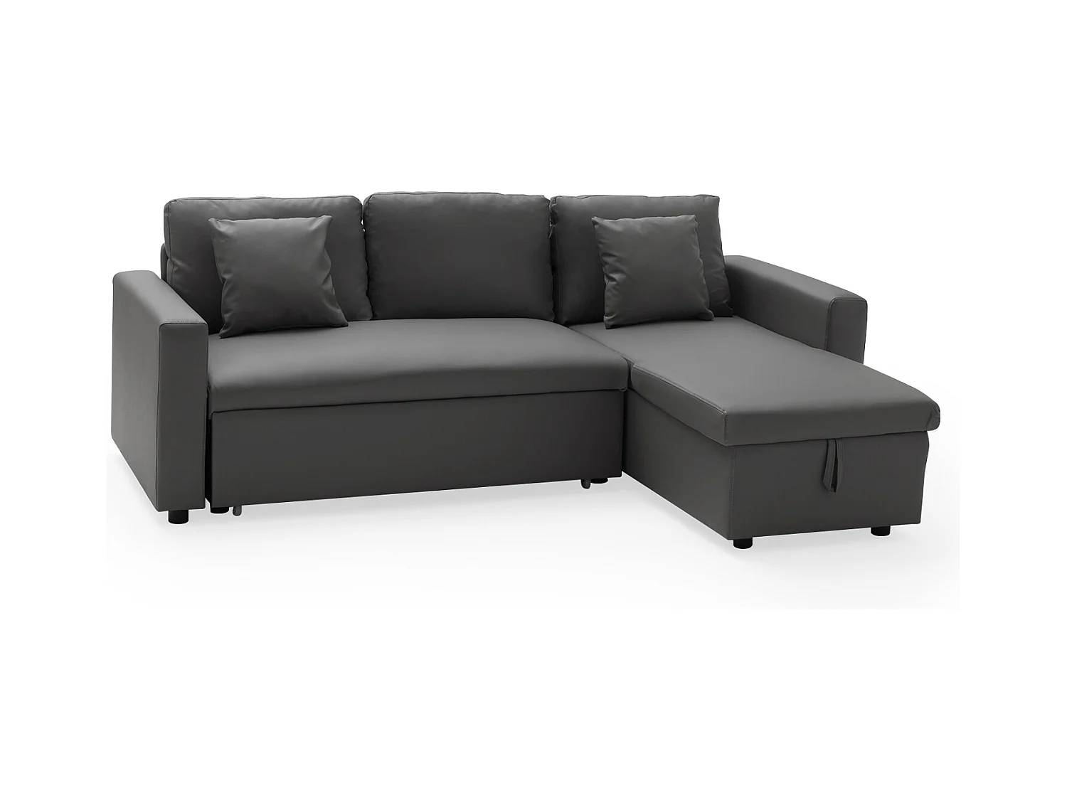 Canapé d'angle convertible simili CLARK 3 places gris - HAPPY GARDEN