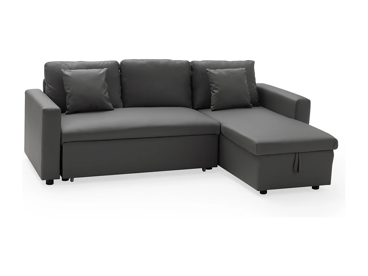 Canapé d'angle convertible simili CLARK 3 places gris - HAPPY GARDEN