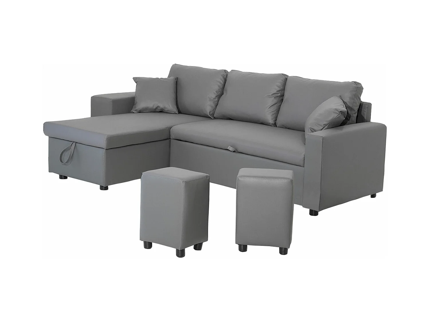 Canapé d'angle convertible TONY 3 places gris - HAPPY GARDEN